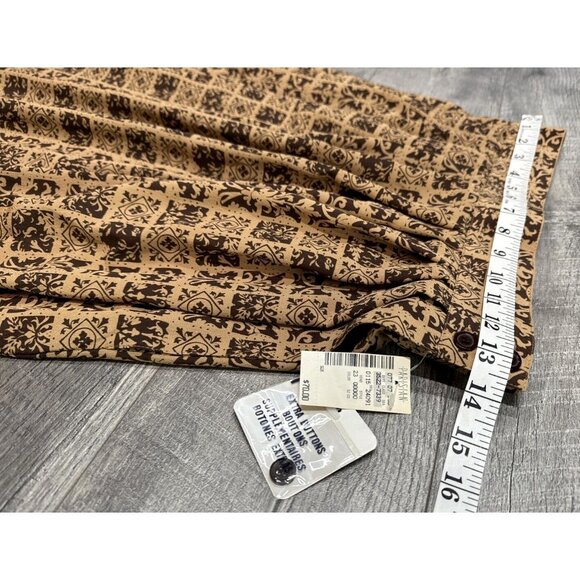 Rena Rowan Skirt 2 Piece Set Womens 10 Tan Button Blouse Pleated Pockets 90s NWT - Picture 7 of 12